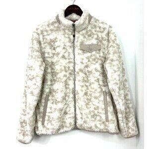 GERRY Womans Fleece Zip Up Long Sleeve Pockets Jacket Animal Camo Sz L 1078R2